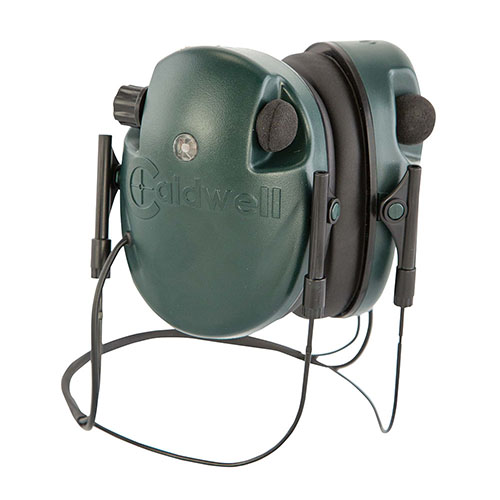 The Caldwell E-Max Low Profile offers 20dB sound amplification, dual microphones for stereo sound, and automatic shut-off for safety, perfect for shooters.