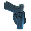 Caldwell Tac Ops Holster for Glock 17 offers custom fit, trigger guard retention lock, ergonomic design for comfort, and heavy-duty belts for robust carry.