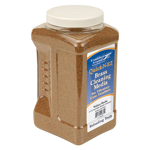 Frankford Arsenal's Walnut Hull Media effectively cleans brass better than corn, providing superior cleaning in a reusable 5 lbs container for all your firearms needs.