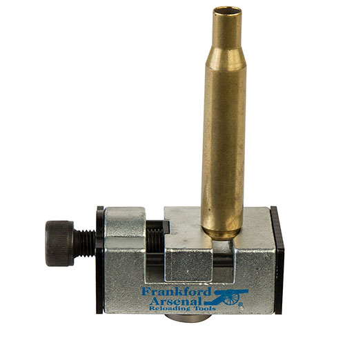 Quickly remove stuck cases without disassembling your press; just clamp, activate, and continue reloading with the Frankford Arsenal Stuck Case Remover.