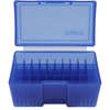 Organize your reloaded ammunition effortlessly with Frankford Arsenal's see-through plastic ammo boxes, available in multiple sizes and colors to fit various calibers.