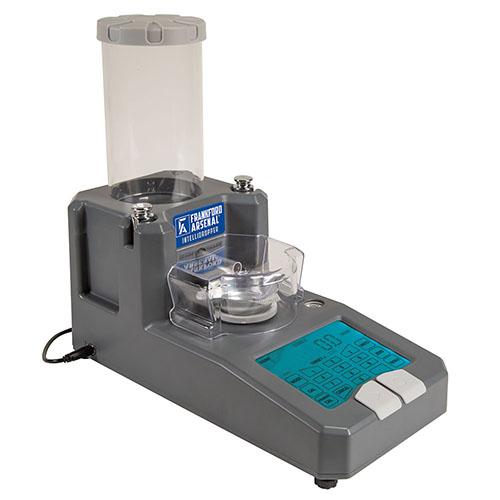 The Frankford Arsenal Intellidropper features a large back-lit LCD, Bluetooth capability, stores load data in an app, and offers +/- 0.1 grain accuracy.