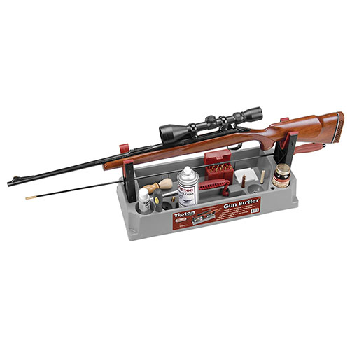 The Tipton Gun Butler™ is your all-in-one solution for cleaning, carrying, and storing firearms, featuring removable forks and compartments for all essential tools.