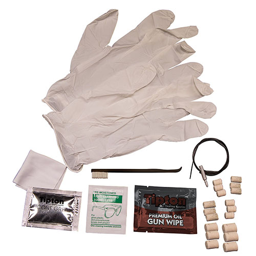 The Tipton Rifle Field Cleaning Kit offers essential tools for cleaning rifle calibers .22-.338, conveniently packaged for easy storage and transport.