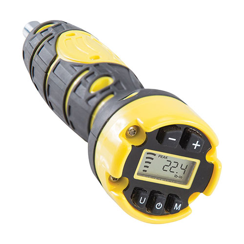 Achieve precise torque settings from 15-100 in/lbs with Wheeler's Digital F.A.T. Wrench, featuring audible/visual indicators and durable S2 tool steel bits.