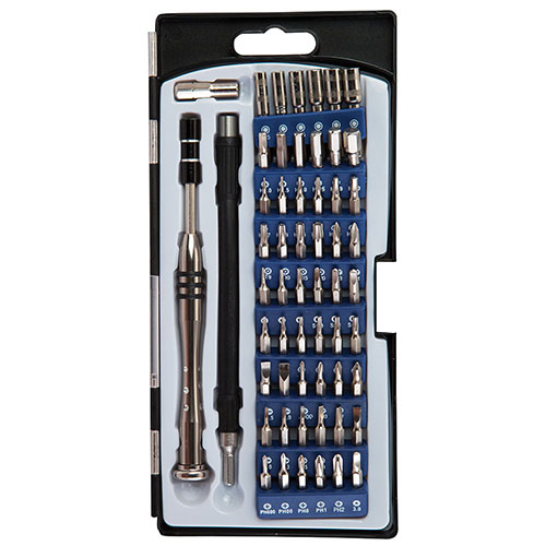 The Wheeler Precision Micro Screwdriver Set features 58 meticulously crafted pieces, all housed in an organized carry case, perfect for gunsmithing and fine adjustments.
