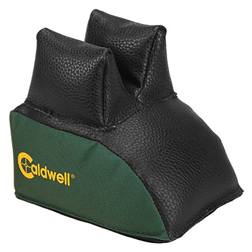 The Caldwell Medium High Rear Bag offers a secure leather rest and durable polyester that maintains its shape, compatible with most front rests for precision shooting.