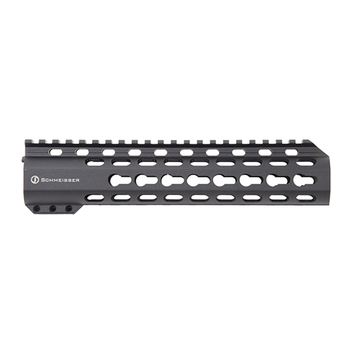 Discover the SCHMEISSER Handguard Free Float KeyMod - 9", featuring durable aluminum, HELICOIL inserts, and versatile KeyMod cut-outs for enhanced stability and precision.
