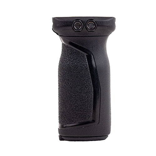 The Breacher Vertical Grip Picatinny features durable fiberglass reinforced polyamide, a waterproof compartment for essentials, and an ergonomic design for comfort and accuracy.