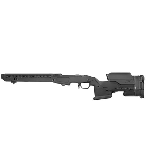 Experience the perfect blend of strength and ergonomics with the JAE-700 G4 Chassis for REM700 Short Action, featuring an adjustable Magwell for optimal magazine feed.