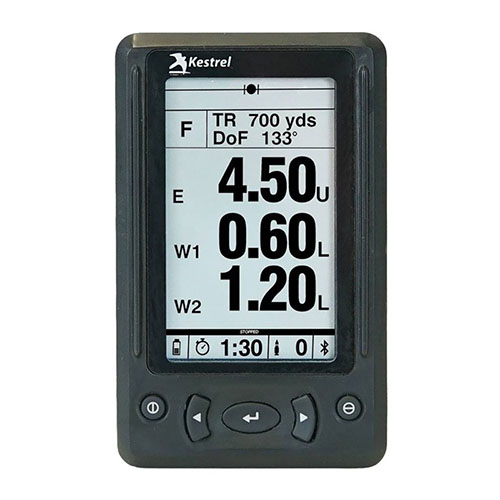 The Kestrel HUD for 5 Series Ballistics offers a large display for instant ballistic solutions, stores data for 10 targets, and includes wireless updates and remote control.