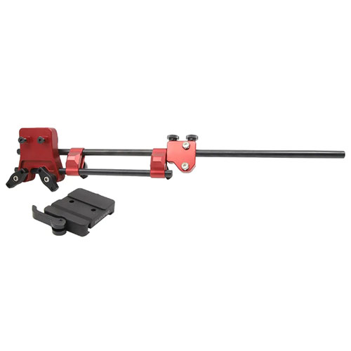 Enhance your shooting accuracy with the MagnetoSpeed CNC Machined Off Barrel Mount, featuring adjustable design, Arca Swiss Clamp, and robust aluminum construction.