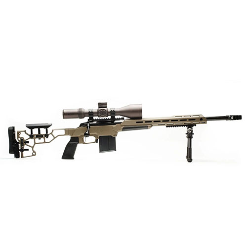 Experience ultimate ergonomics with the MDT ESS Chassis System Kit featuring a 15" forend, adjustable buttstock, and ambidextrous magazine latch for enhanced performance.