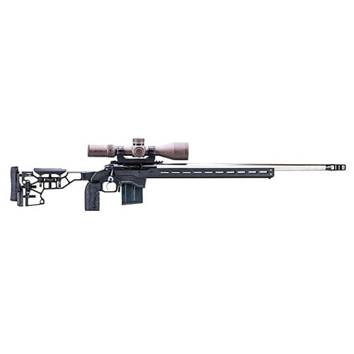 The MDT ACC Chassis for Remington 700 offers adjustable weight management, ARCA dovetail, MDT Elite Grip, and compatibility with AICS magazines for optimal performance.