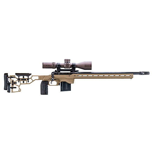 The MDT ACC Chassis System for Howa 1500 offers adjustable weight management, a 17" ARCA/RRS dovetail, MDT Elite Grip, and compatibility with AICS magazines.