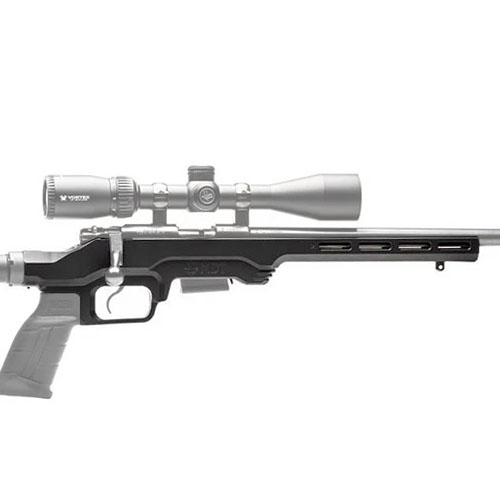 The MDT LSS-RF Gen 2 Chassis System for Savage B22 offers a lightweight, compact design, M-Lok compatibility, and uses factory magazines for 22LR/17 HMR rifles.