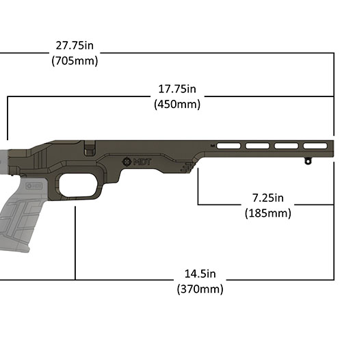 The MDT LSS-RF Gen 2 Chassis System offers a lightweight, compact design for 22LR/17 HMR rifles, compatible with factory magazines and M-Lok accessories.