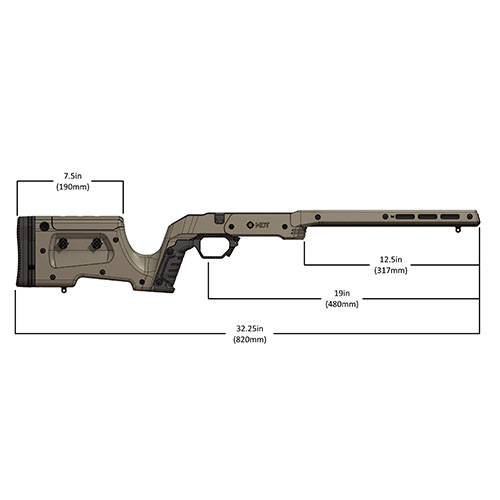 The MDT XRS Complete Chassis System offers a drop-in solution with adjustable features, requiring only AICS-type magazines, no bedding, and no AR parts needed.