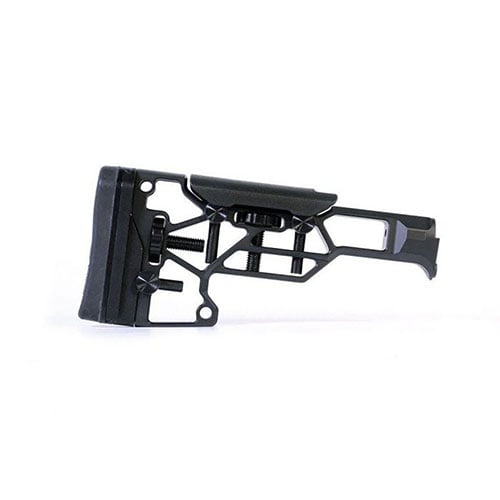 The MDT Skeleton Rifle Stock features toolless adjustments for optimal comfort and performance, fitting TAC21, LSS-XL, and HS3 chassises for a perfect shooting fit.