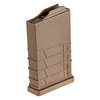 The MDT Gen2 Polymer Magazine holds 10 rounds, compatible with various calibers, featuring a longer COL of 2.87" for reliable feeding in MDT Chassis systems.
