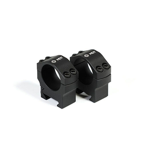 MDT Premier Scope Rings provide a robust mounting solution, precision machined from aluminium, designed to NATO spec for a secure fit on various scope sizes.
