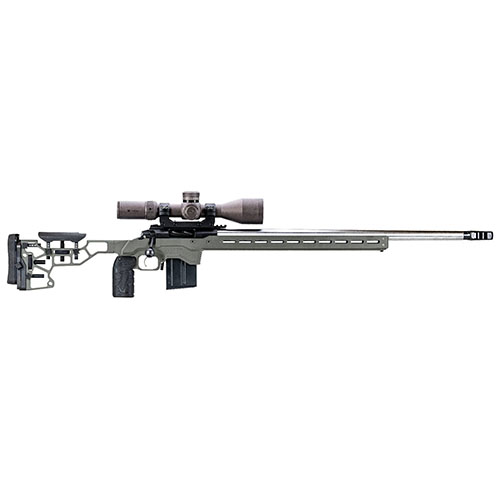 The MDT ACC Chassis for Howa 1500 features adjustable weight management, ARCA dovetail, MDT Elite Grip, and compatibility with AICS magazines for optimal performance.