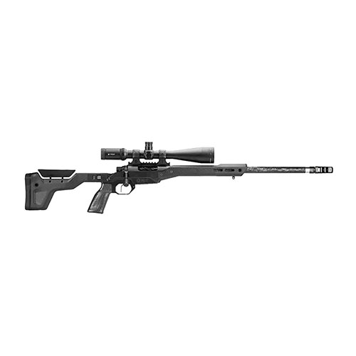 Discover the MDT HNT-26, the ultra-light hunting chassis at just 26oz, featuring a magnesium base, carbon fiber forend, grip, and foam-filled buttstock.