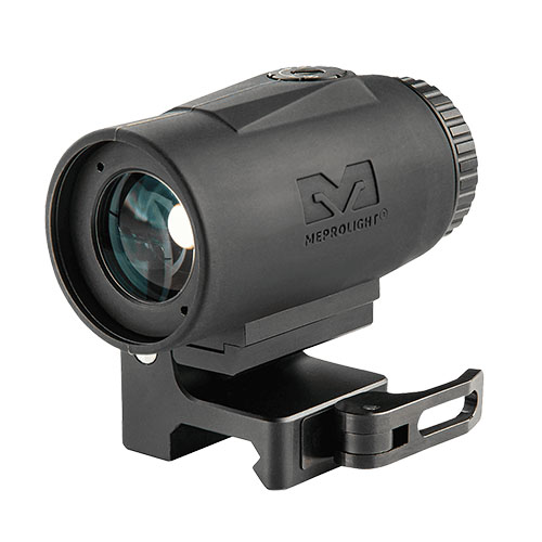 The Meprolight MMX3 3x magnifier enhances your red dot sight's range, features a quick flip-mount, and requires no zeroing for seamless shooting.