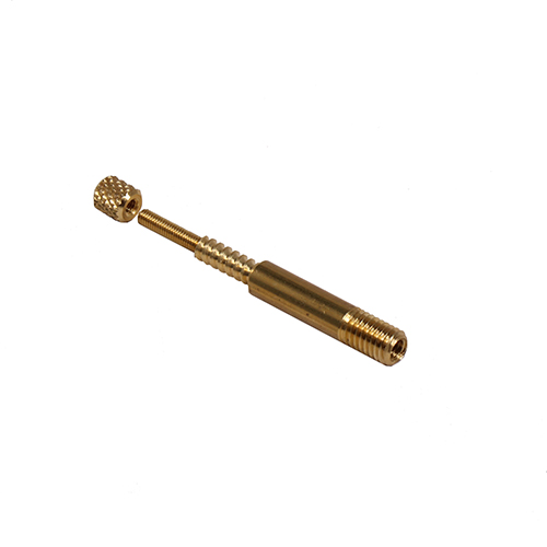 The VFG Adapter features a durable brass construction with M5 external and 1/8" internal threads, compatible with all calibers and various cleaning rods.