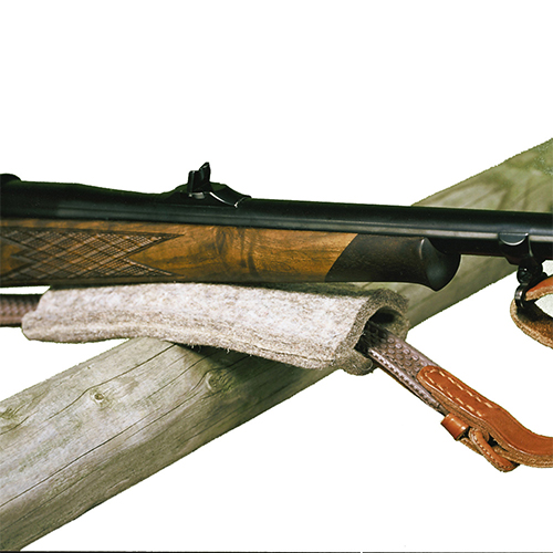 The VFG Rifle Rest, crafted from wool felt, protects your weapon on any surface and conveniently attaches to your rifle sling with Velcro for easy transport.