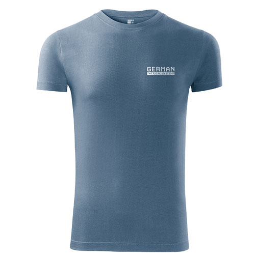 The German Tactical Systems T-Shirt combines soft, durable cotton with a sporty fit, featuring logos for a stylish, everyday warrior look.