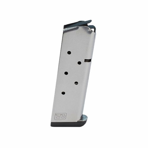 Experience flawless feeding and reliability with the Ed Brown 1911 7-round magazine, featuring heat-treated stainless steel and customizable base pads.