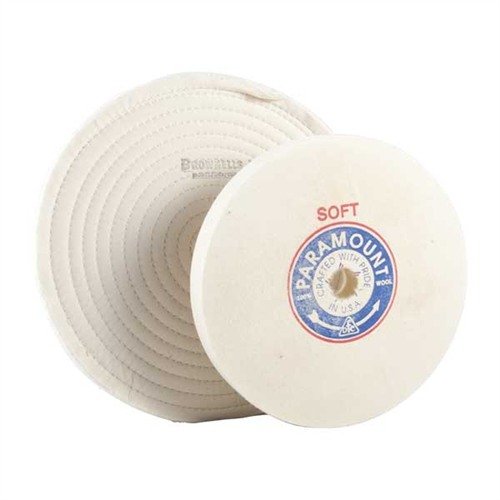 Achieve a professional finish with the 8" Soft Felt Polishing Wheel, featuring a 3/4" arbor and versatile adapters for various sizes, perfect for gunsmithing.