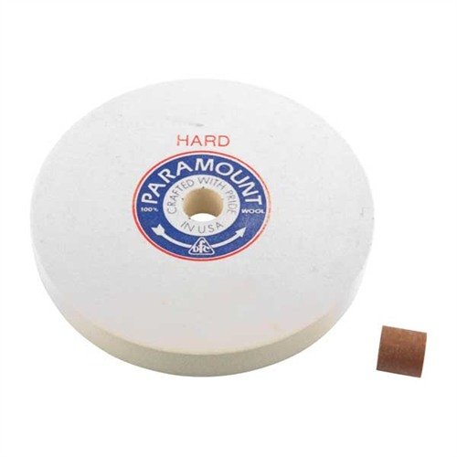 Achieve a professional polish with the BACON FELT COMPANY 8" Hard Felt Polishing Wheel, featuring a 1" arbor and versatile adapters for various sizes.