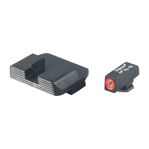 The Ameriglo Hackathorn Night Sight Set features a bright Tritium front with orange outline for quick targeting, and durable black nitride steel for corrosion resistance.