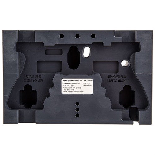 The Present Arms Armorer's Plate for Glock offers ergonomic hands-free disassembly, pin removal, and a universal magazine mount for efficient maintenance.