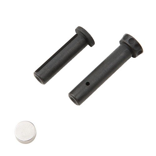 Upgrade your AR-15 assembly with hardened steel pins that are .030" longer for easy takedown, featuring textured heads and lightweight titanium options.