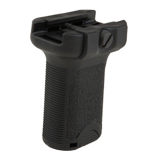 Enhance weapon control with the BCMGUNFIGHTER Short Vertical Grip; its polymer build, reversible clamps, and natural wrist angle ensure comfort and functionality.