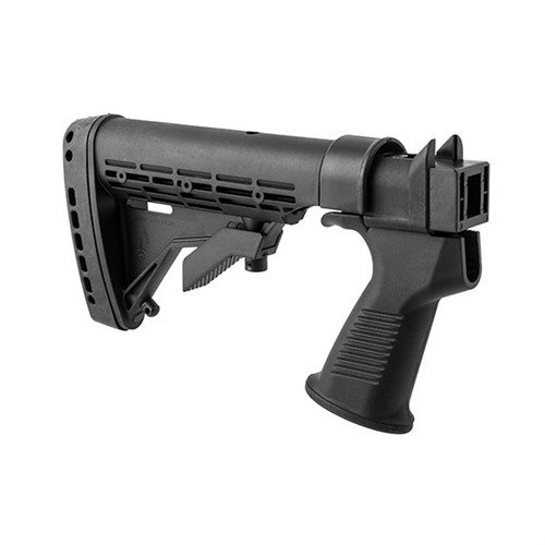 The KickLite Tactical Buttstock for Saiga features patented recoil reduction technology, absorbing up to 50% of recoil, ensuring comfort for all shooters.