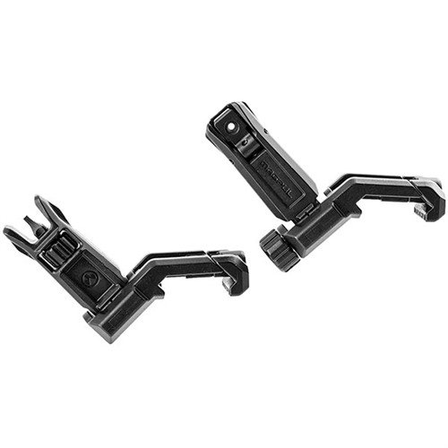 The MAGPUL MBUS Pro Offset Sight Set offers durable Melonited steel construction, tool-less adjustments, and a low profile design for reliable aiming with AR-15.