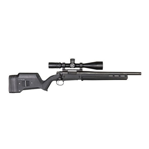 The Magpul Hunter 700 Adjustable Stock enhances ergonomics with adjustable length of pull and comb height, is M-LOK compatible, and requires no bedding for easy installation.