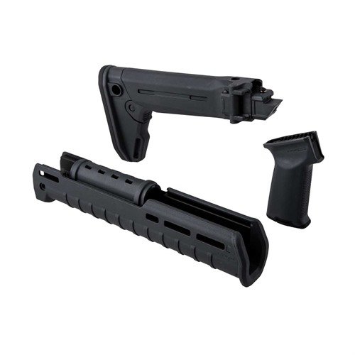 Upgrade your AK-47/74 with the Magpul Zhukov-S Stock and Hand Guard, featuring a folding design, QD sling mounts, M-LOK slots, and improved ergonomics.