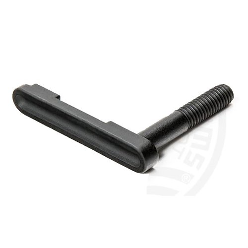 The AR-15 Enhanced Magazine Catch offers robust one-piece construction, a lower profile release button, and is made from durable heat-treated steel for strength.