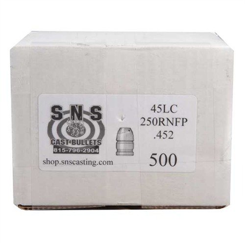 .45 Caliber RNFP bullets by SNS Cast Bullets offer exceptional accuracy and consistency, made from a high-quality alloy and polymer coated for economical performance.