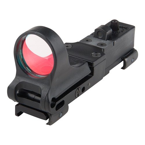 The C-MORE Railway Red Dot Sight offers quick attachment to Weaver/Picatinny rails, versatile use across firearms, and easy detachment for multiple applications.