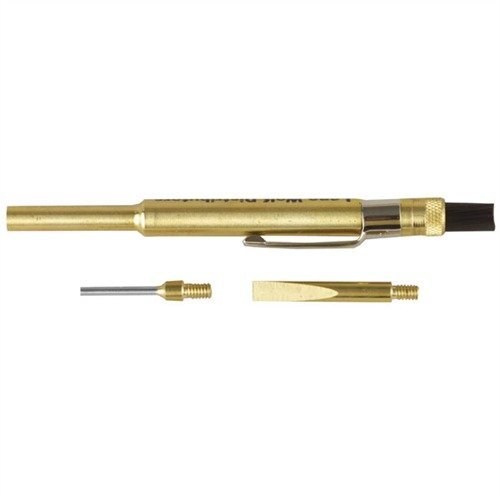 The ULTIMATE ARMORER'S TOOL for GLOCK® allows complete disassembly, sight changes, and maintenance, featuring a pin punch, flat blade, sight nut driver, and cleanup brush.