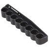 The Mesa Tactical Receiver Mount Shotshell Holder securely holds 12 gauge shells for quick access, ensuring fast tactical reloads with rugged aluminum construction.
