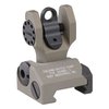 The TROY Industries AR-15 Flip-Up Adjustable Rear Sight in Dark Earth offers rugged reliability, folding design, and matches factory iron sight height for seamless integration.