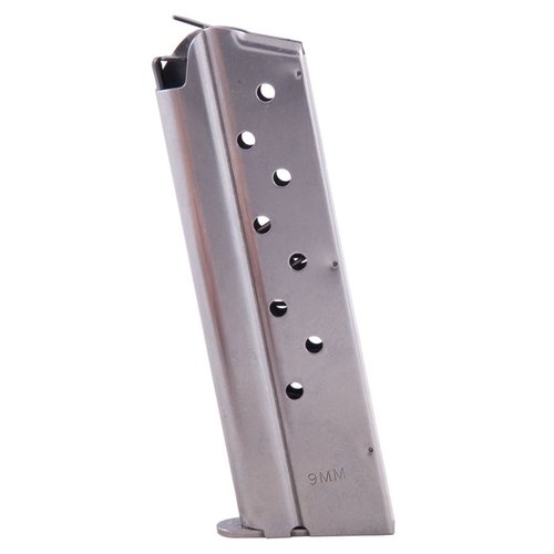 Experience reliable chambering with Check-Mate Industries' 1911 9RD 9MM magazines, featuring a unique feed lip design, durable stainless steel, and high-performance spring.