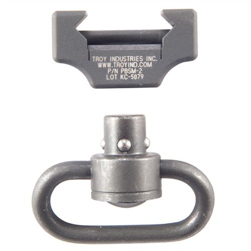 The TROY Industries Pushbutton Swivel Rail Mount offers a secure, tangle-free sling attachment on any Picatinny rail with quick-detach functionality and four locking positions.